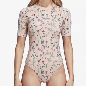 Adidas Originals Womens Floral Print Fitness Bodysuit size small